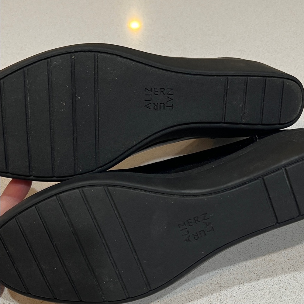Naturalizer Black Patent Low Wedge Slip-Ons- All Day comfortable professional - Picture 3 of 7
